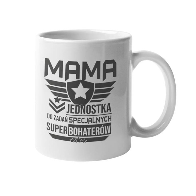 Koszulka dla mamy wraz z kubkiem Mama jednostka do zadań specjalnych super bohaterów