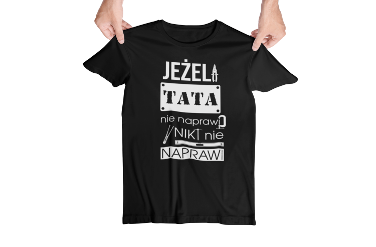 Koszulka dla taty wraz z kubkiem z nadrukiem Jeżeli tata nie naprawi nikt nie naprawi