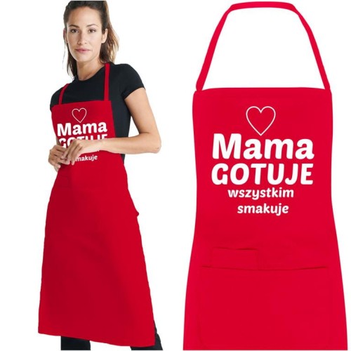 Fartuch dla Mamy na prezent na Dzień Matki Urodziny Mam gotuje wszystkim smakuje.jpg