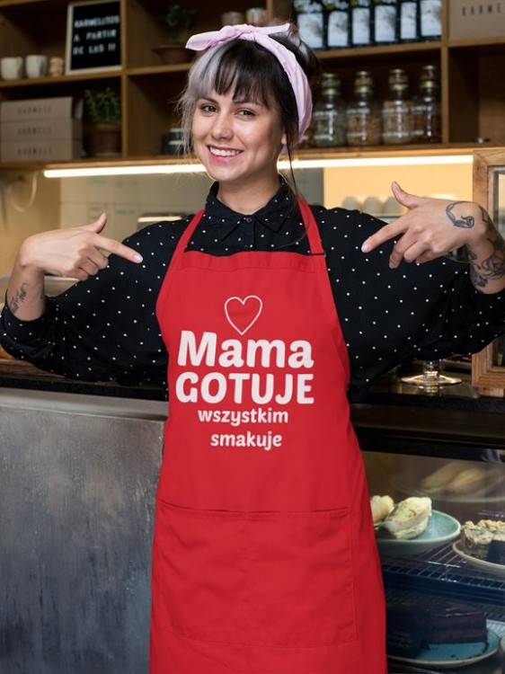 Fartuch dla Mamy na prezent na Dzień Matki Urodziny Mam gotuje wszystkim smakuje 2.jpg