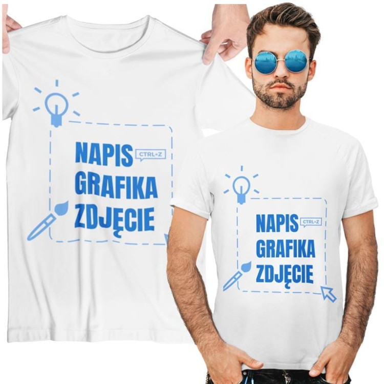 KOSZULKA Z WŁASNYM NADRUKIEM MĘSKA BIAŁA ZAPROJEKTUJ W KTRATORZE NADRUKU miniatura.jpg