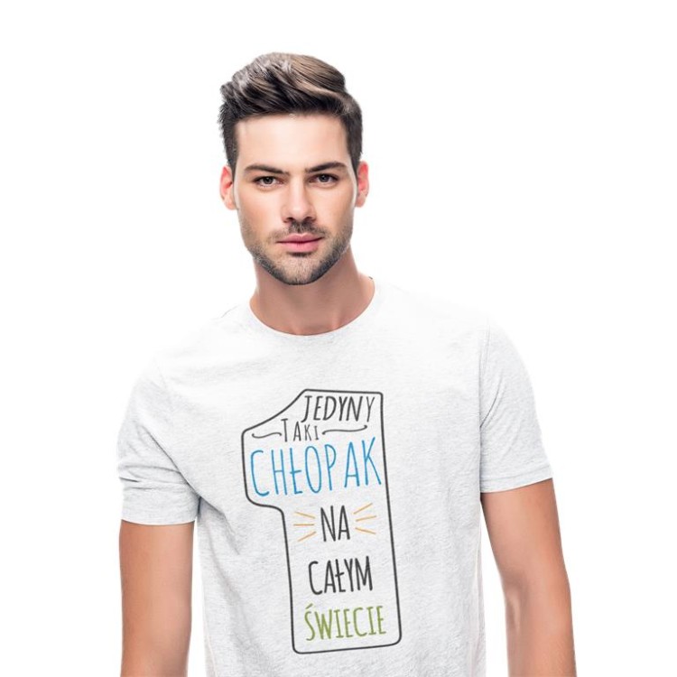 KOSZULKA NA WALENTYNKI PREZENT DLA CHŁOPAKA JEDYNY TAKI CHŁOPAK NA CAŁYM ŚWIECIE