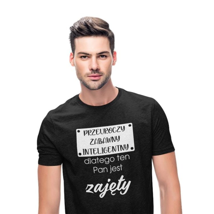 KOSZULKA NA WALENTYNKI PREZENT DLA CHŁOPAKA PRZEUROCZY ZABAWNY INTELIGENTNY, DLATEGO TEN PAN JEST JUŻ ZAJĘTY