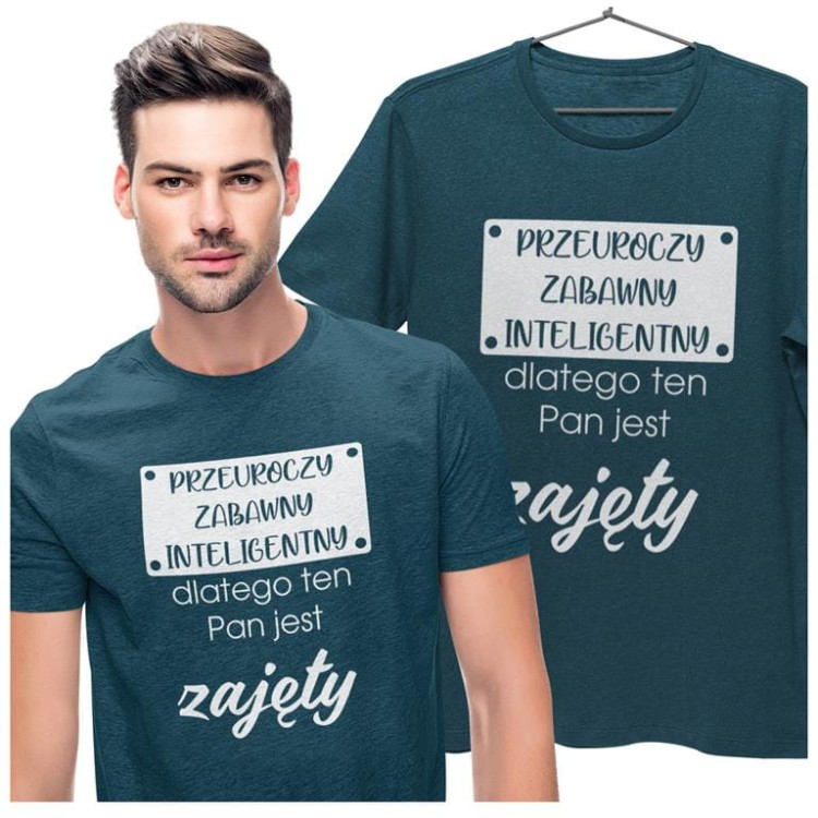 KOSZULKA NA WALENTYNKI PREZENT DLA CHŁOPAKA PRZEUROCZY ZABAWNY INTELIGENTNY, DLATEGO TEN PAN JEST JUŻ ZAJĘTY