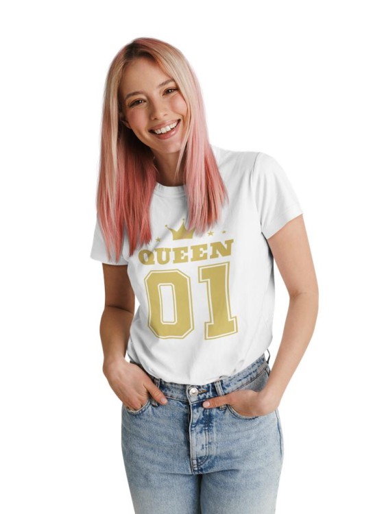 KOSZULKI DLA PAR NA WALENTYNKI PREZENT KING QUEEN