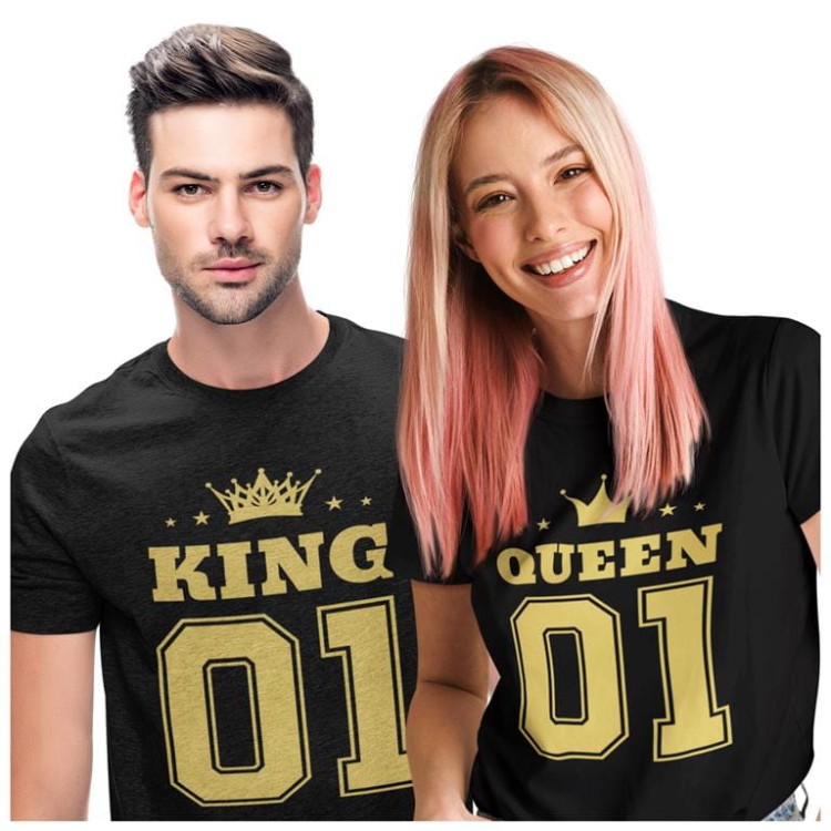 KOSZULKI DLA PAR NA WALENTYNKI PREZENT KING QUEEN