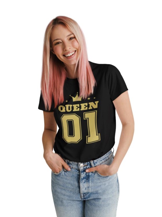 KOSZULKI DLA PAR NA WALENTYNKI PREZENT KING QUEEN