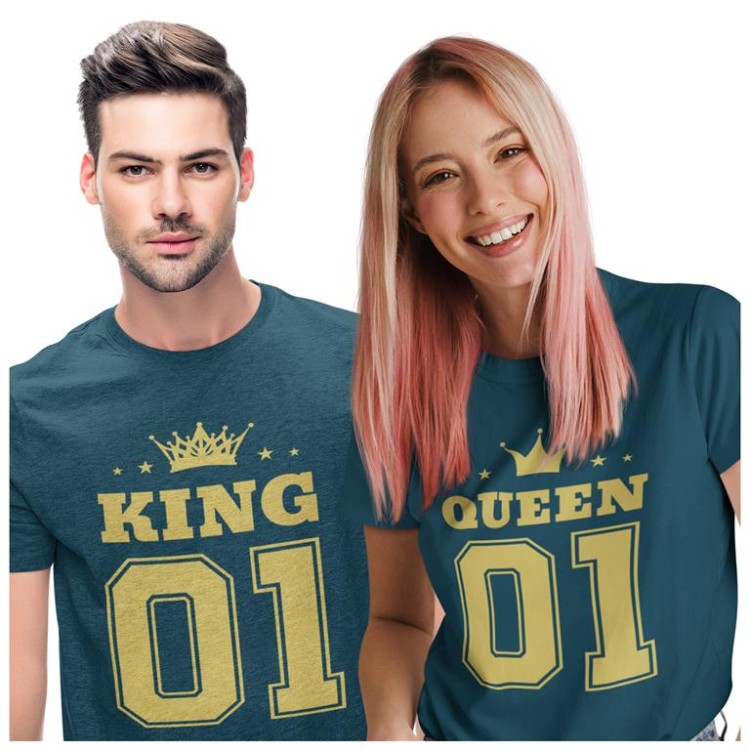 KOSZULKI DLA PAR NA WALENTYNKI PREZENT KING QUEEN