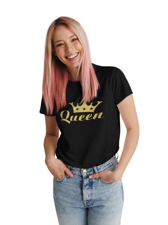 KOSZULKI DLA PAR NA WALENTYNKI PREZENT KING QUEEN KORONA