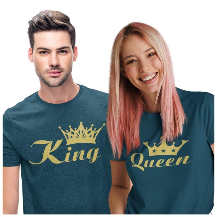 KOSZULKI DLA PAR NA WALENTYNKI PREZENT KING QUEEN KORONA