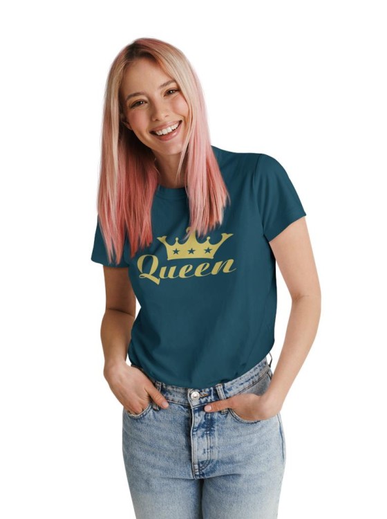 KOSZULKI DLA PAR NA WALENTYNKI PREZENT KING QUEEN KORONA