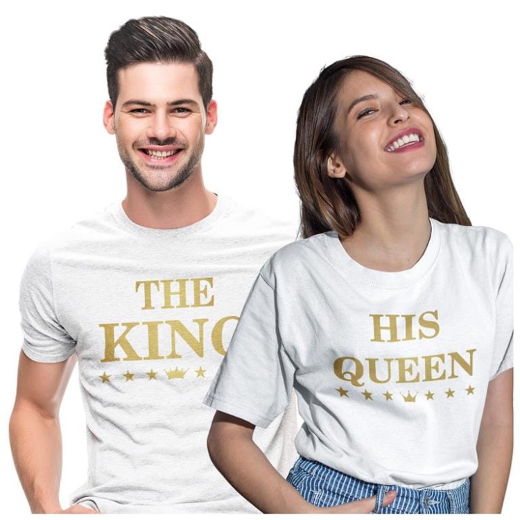 KOSZULKI DLA PAR NA WALENTYNKI PREZENT THE KING HIS QUEEN