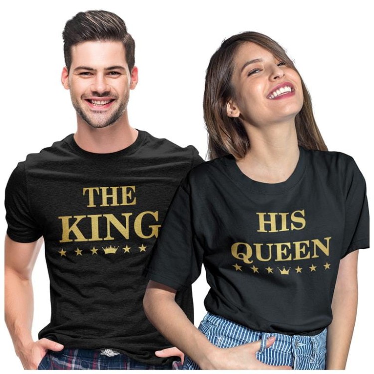 KOSZULKI DLA PAR NA WALENTYNKI PREZENT THE KING HIS QUEEN
