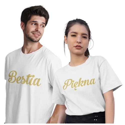 KOSZULKI DLA PAR NA WALENTYNKI PREZENT PIĘKNA I BESTIA