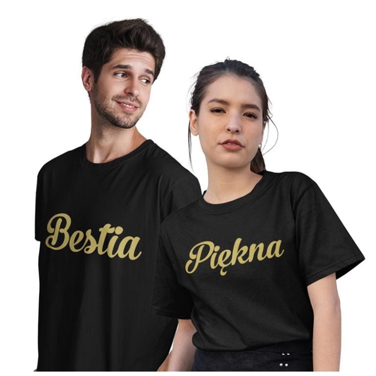 KOSZULKI DLA PAR NA WALENTYNKI PREZENT PIĘKNA I BESTIA