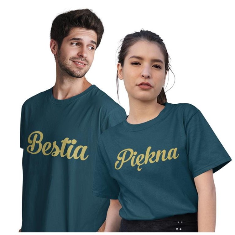 KOSZULKI DLA PAR NA WALENTYNKI PREZENT PIĘKNA I BESTIA