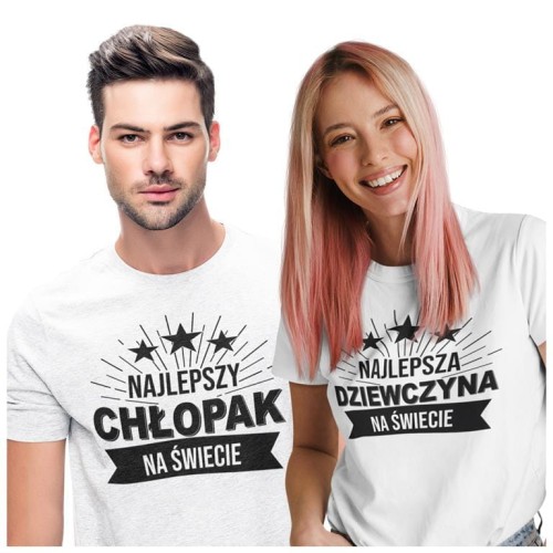 KOSZULKI DLA PAR NA WALENTYNKI PREZENT NAJLEPSZY CHŁOPAK NAJLEPSZA DZIEWCZYNA NA ŚWIECIE