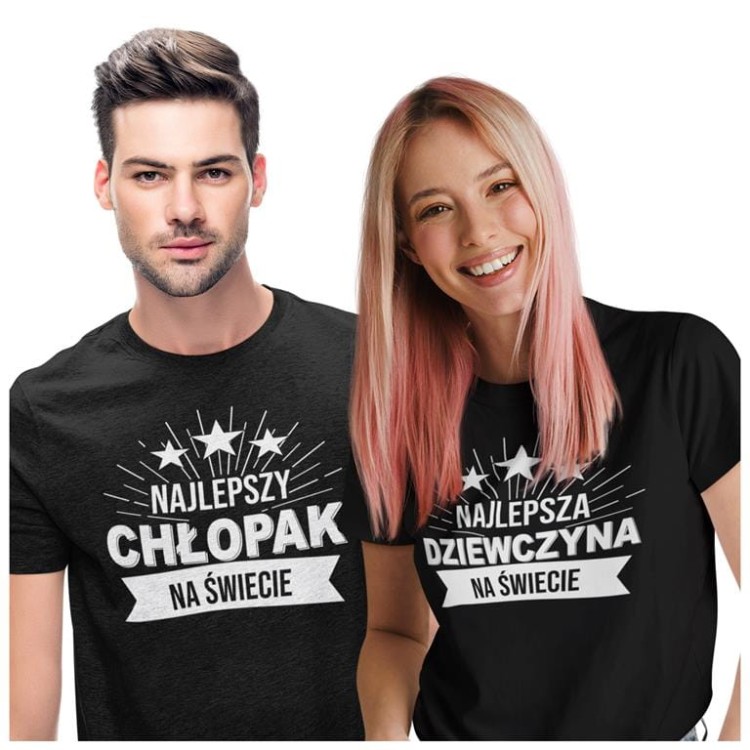 KOSZULKI DLA PAR NA WALENTYNKI PREZENT NAJLEPSZY CHŁOPAK NAJLEPSZA DZIEWCZYNA NA ŚWIECIE