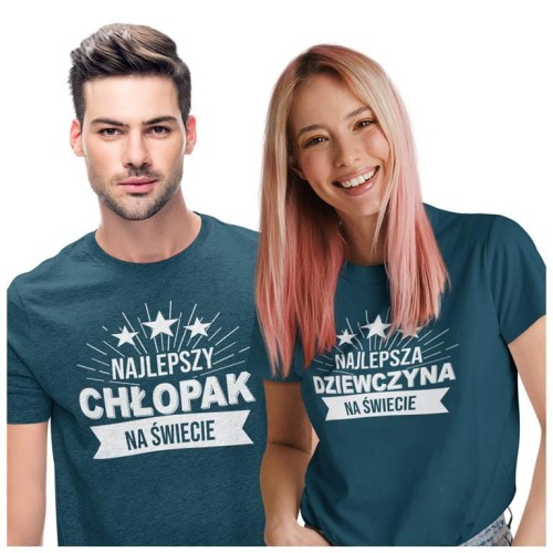 KOSZULKI DLA PAR NA WALENTYNKI PREZENT NAJLEPSZY CHŁOPAK NAJLEPSZA DZIEWCZYNA NA ŚWIECIE