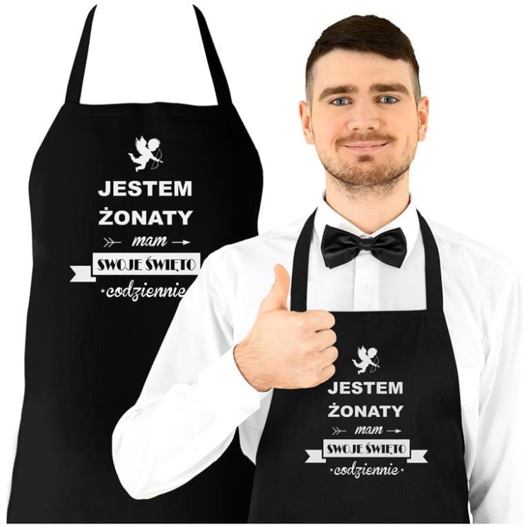 FARTUCH DLA CHŁOPAKA MĘŻA PREZENT NA WALENTYNKI JESTEM ŻONATY MAM SWOJE ŚWIĘTO CODZIENNIE