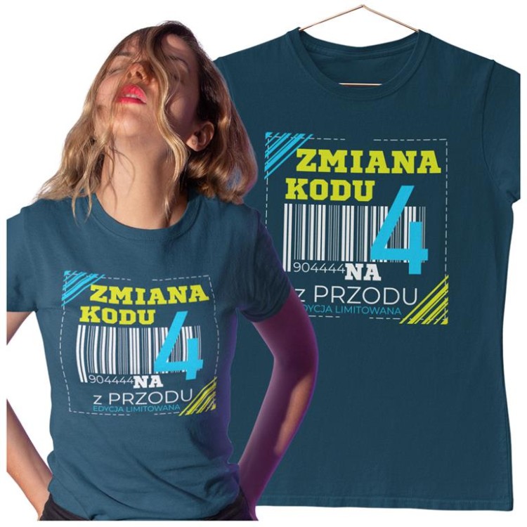 KOSZULKA DLA KOBIETY NA 40 URODZINY ZMIANA KODU NA 4 Z PRZODU DTF  (1).jpg