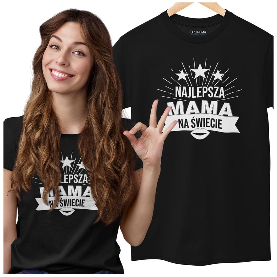 Koszulka dla Mamy na Dzień Mamy z nadrukiem Najlepsza mama na świecie kolor czarny