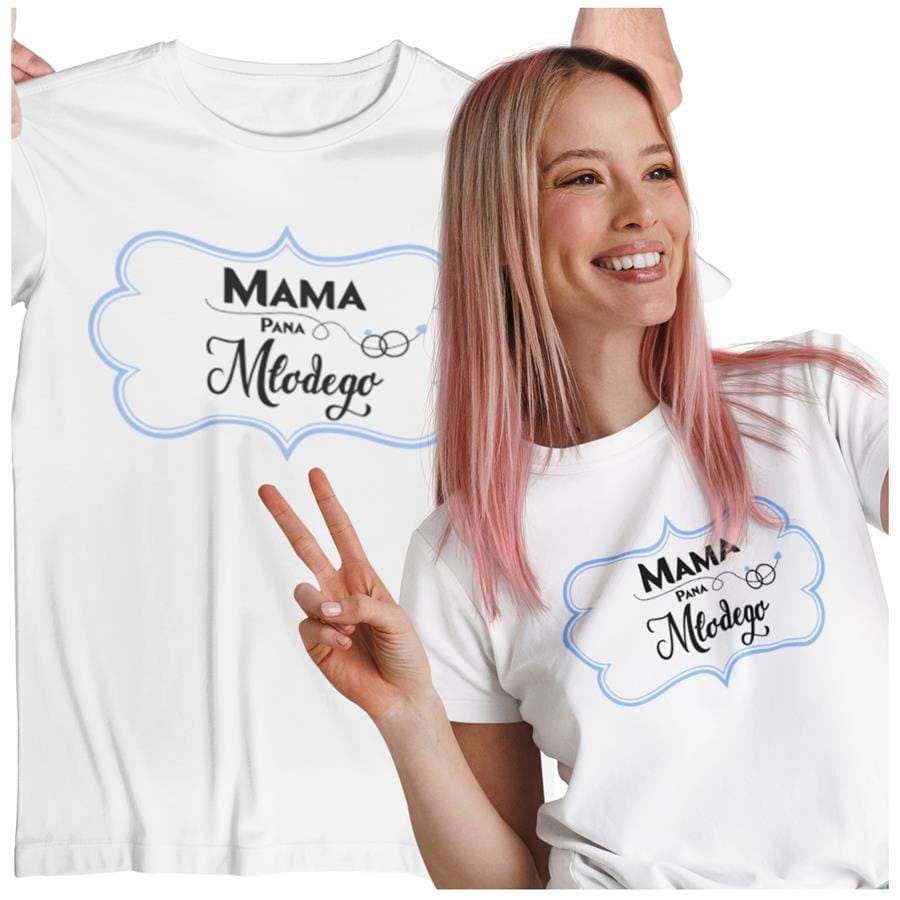 Koszulka dla MAMY PANA MŁODEGO na wieczór panieński modny prezent na niezapomnianą noc Stylowa koszulka z napisem: "Mama Pana Młodego" w kolorze białym