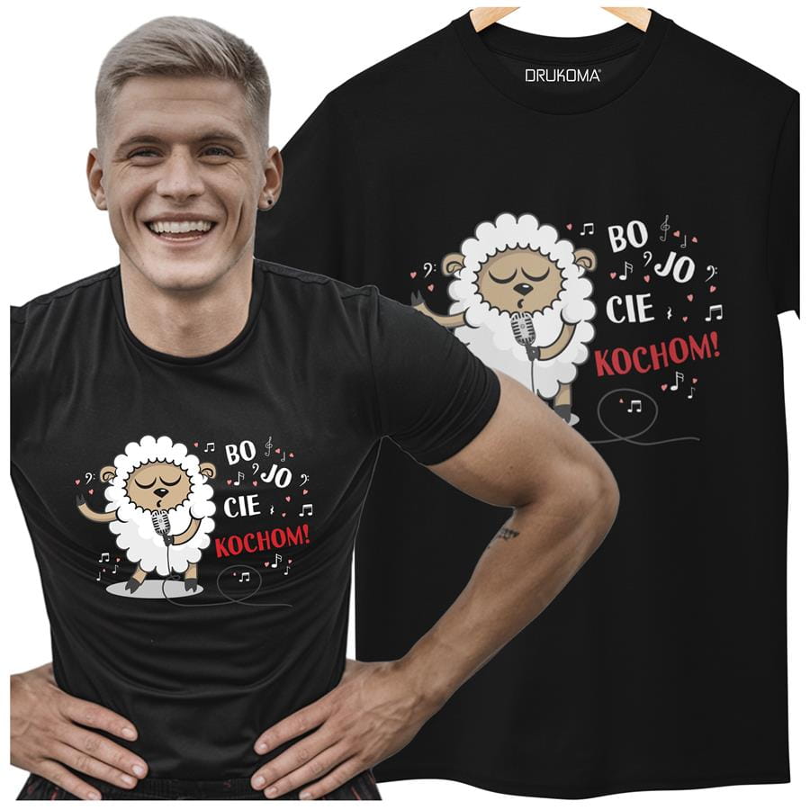 Koszulka dla Chłopaka modny prezent na Walentynki lub Urodziny stylowa koszulka z napisem "BO JO CIĘ KOCHOM"