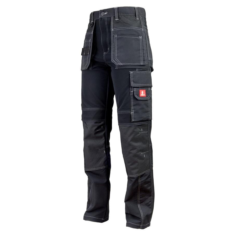 Mocne czarne spodnie robocze URGENT softshell z dodatkowymi podwójnymi kieszeniami wzór 712