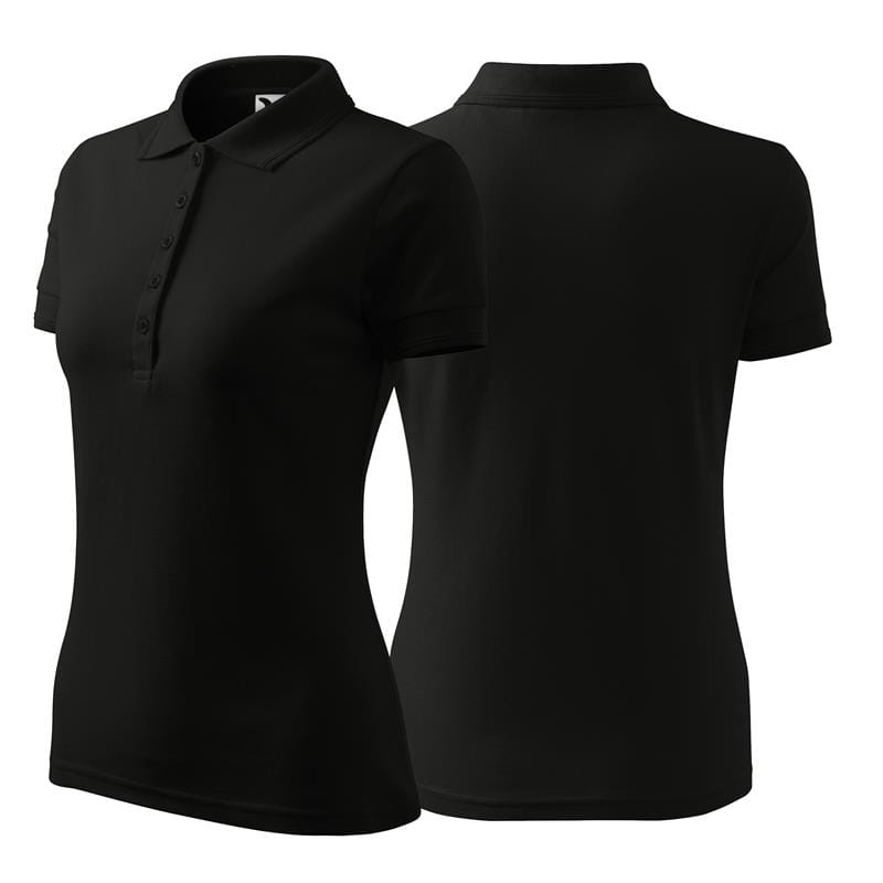 Koszulka czarna polo z logo na sercu damska z haftem logo firmy 200g 210 kolor 01 koszulka polo