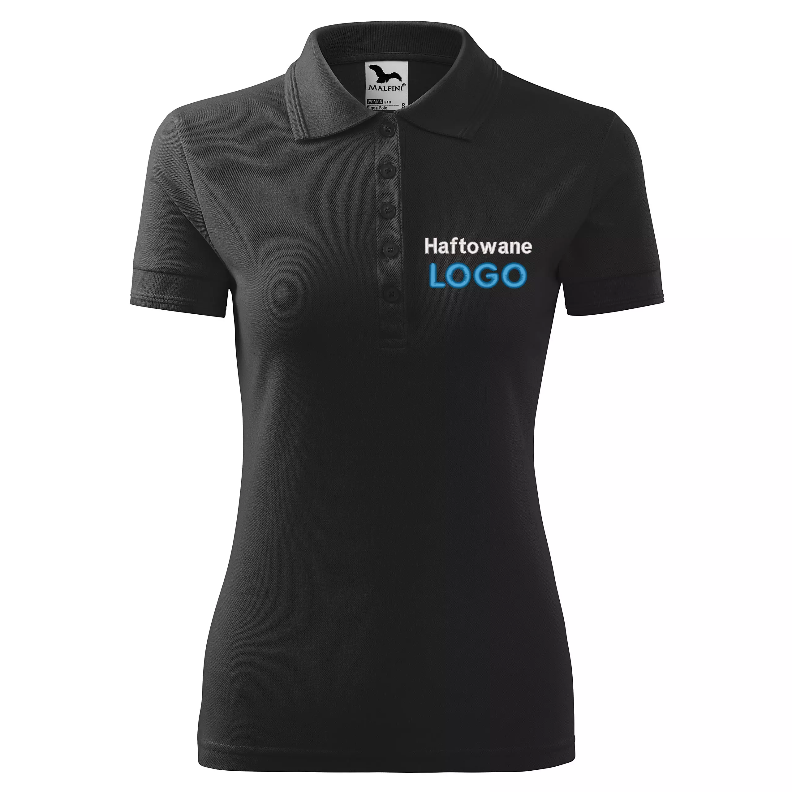Koszulka polo EBONY GRAY z logo na sercu damska z haftem logo firmy 200g 210 kolor 94 koszulka polo