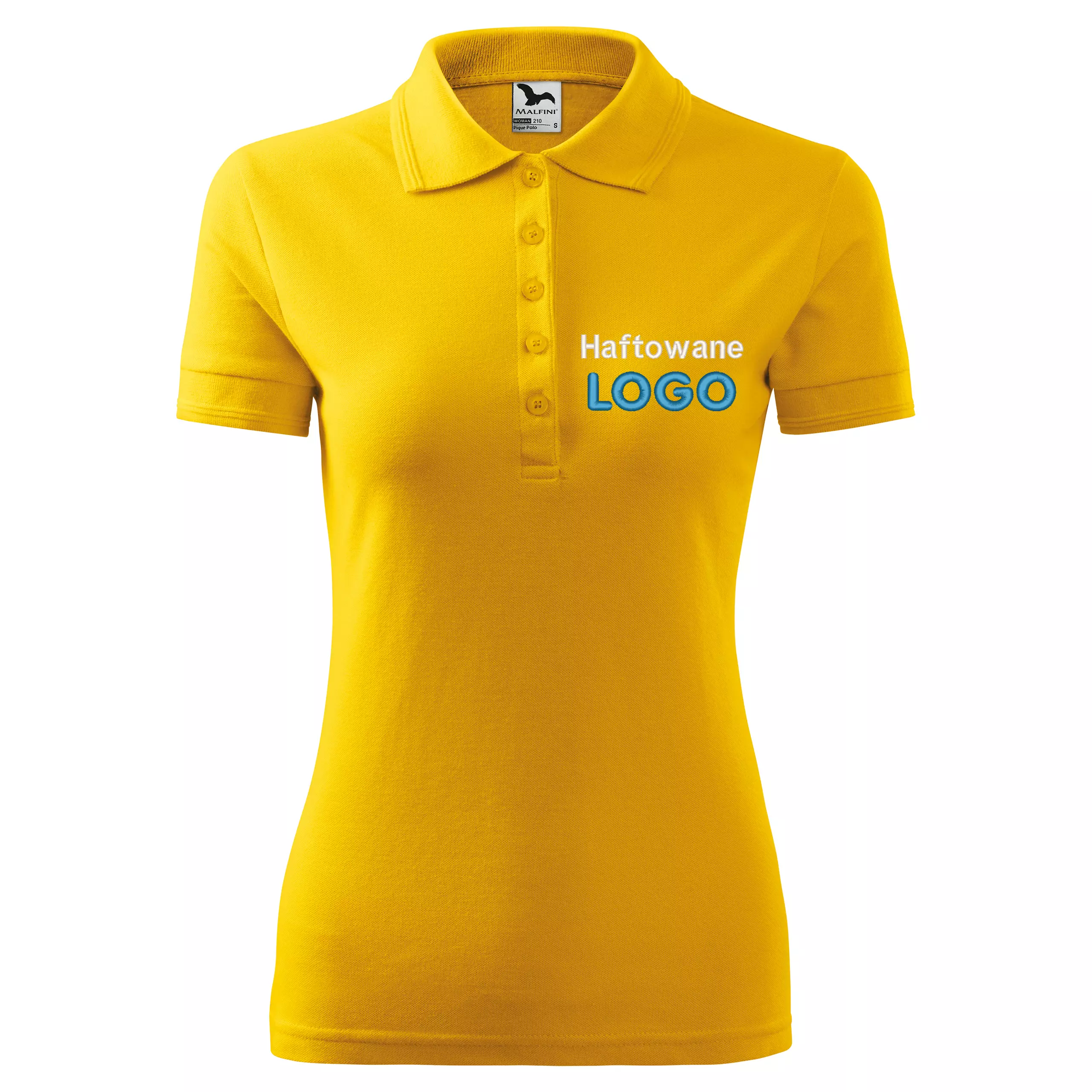 Koszulka polo ŻÓŁTA z logo na sercu damska z haftem logo firmy 200g 210 kolor 04 koszulka polo