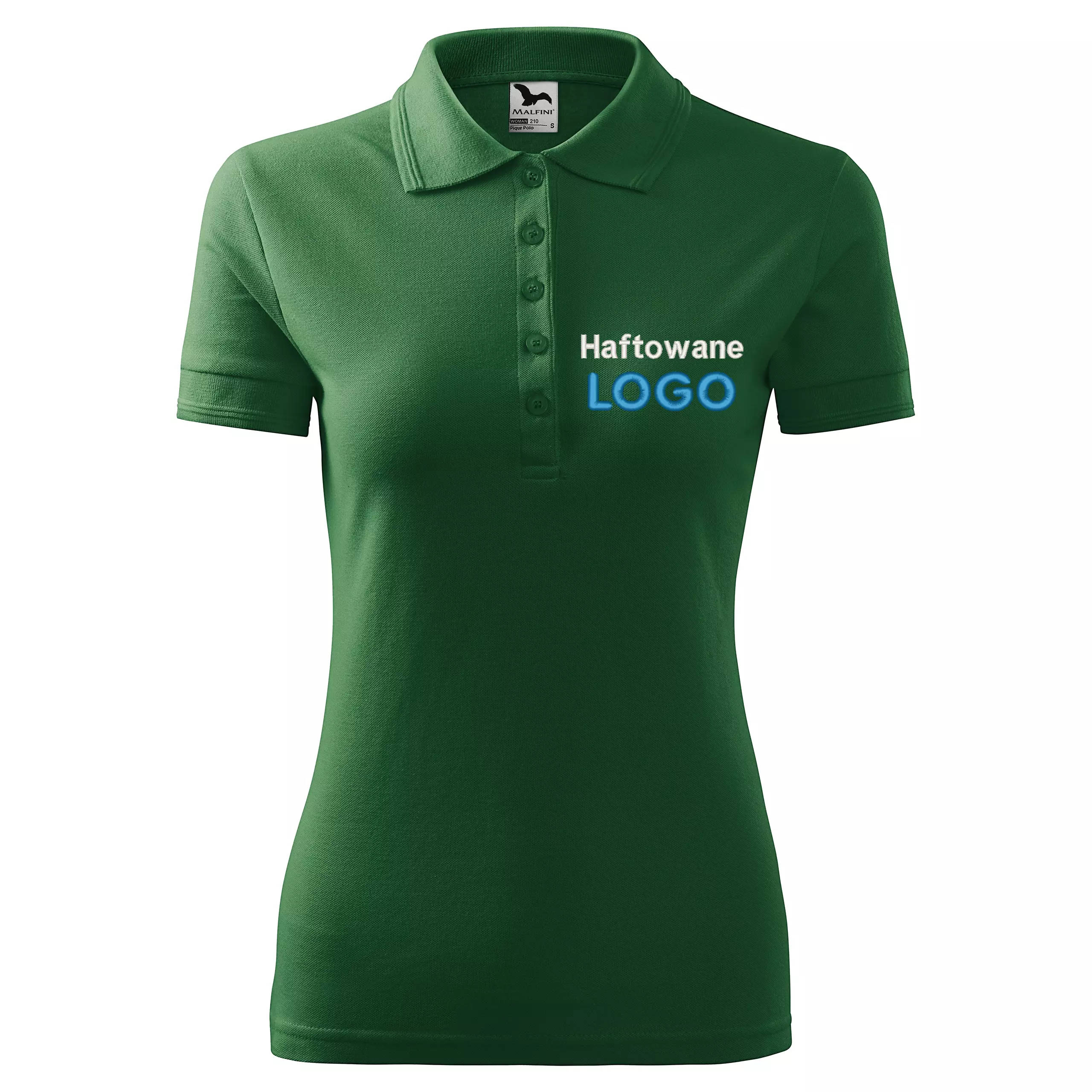 Koszulka polo ZIELEŃ BUTELKOWA z logo na sercu damska z haftem logo firmy 200g 210 kolor 06 koszulka polo