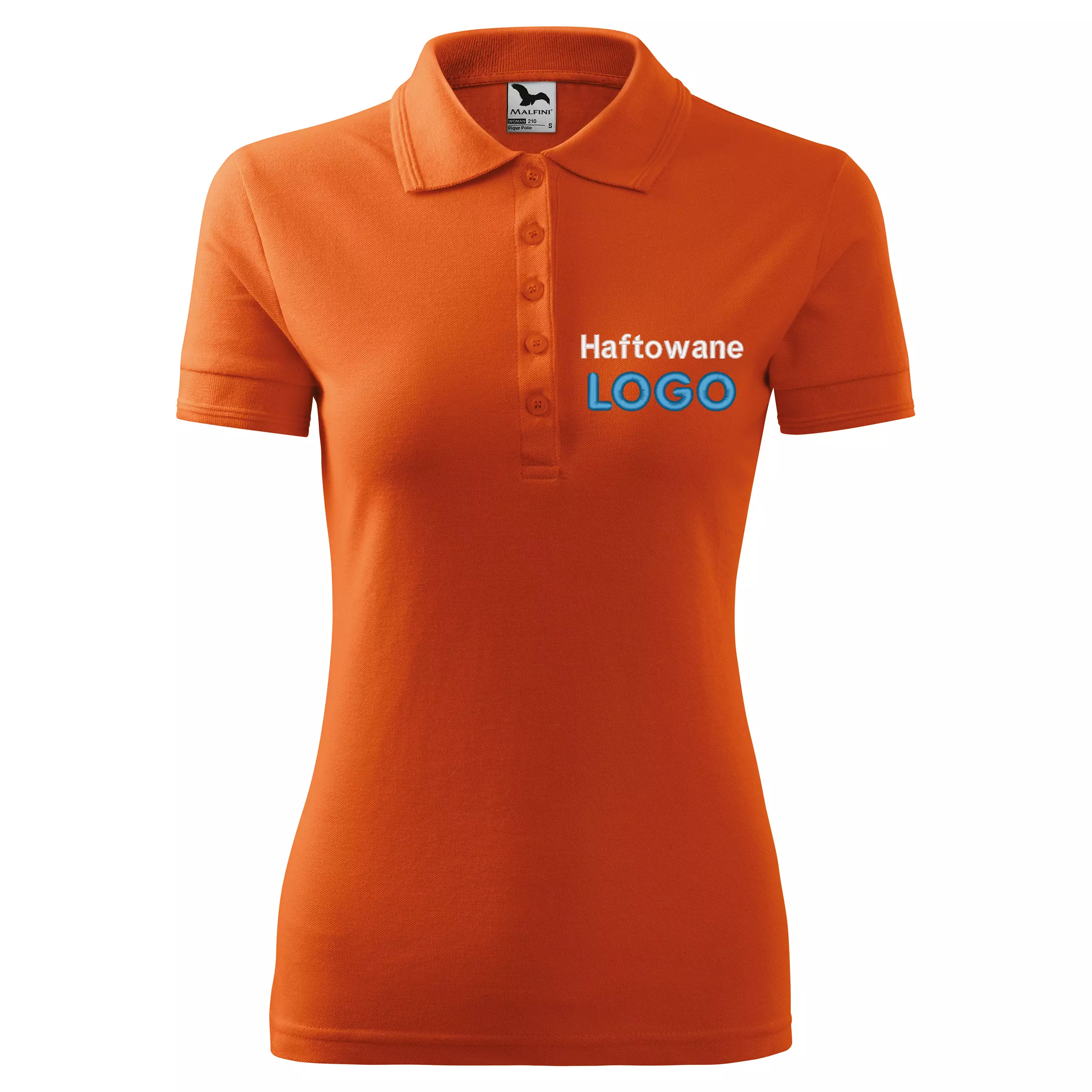 Koszulka polo POMARAŃCZOWA z logo na sercu damska z haftem logo firmy 200g 210 kolor 11 koszulka polo