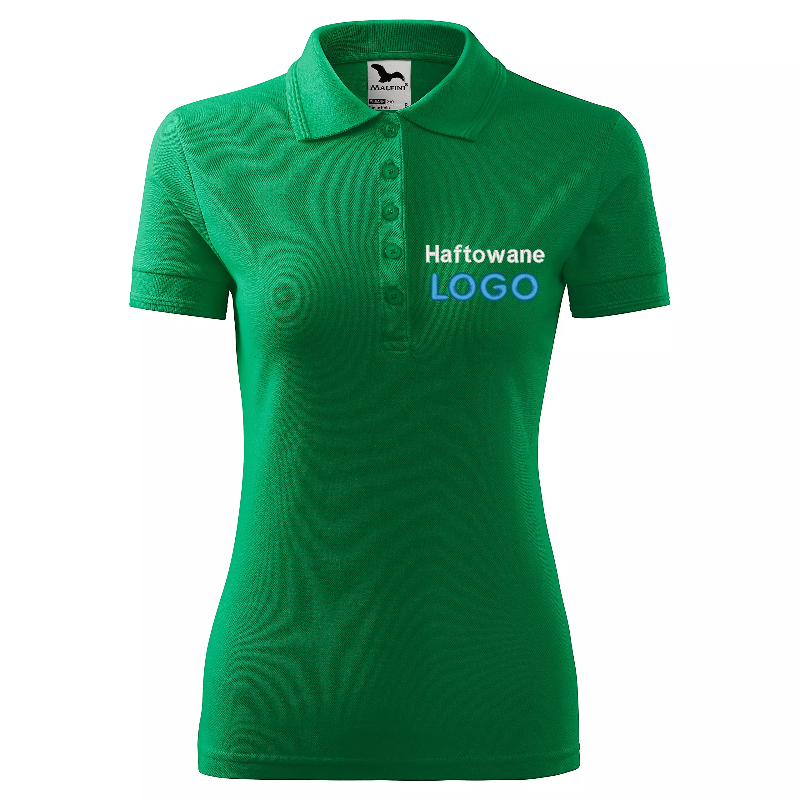 Koszulka polo ZIELEŃ TRAWY z logo na sercu damska z haftem logo firmy 200g 210 kolor 16 koszulka polo