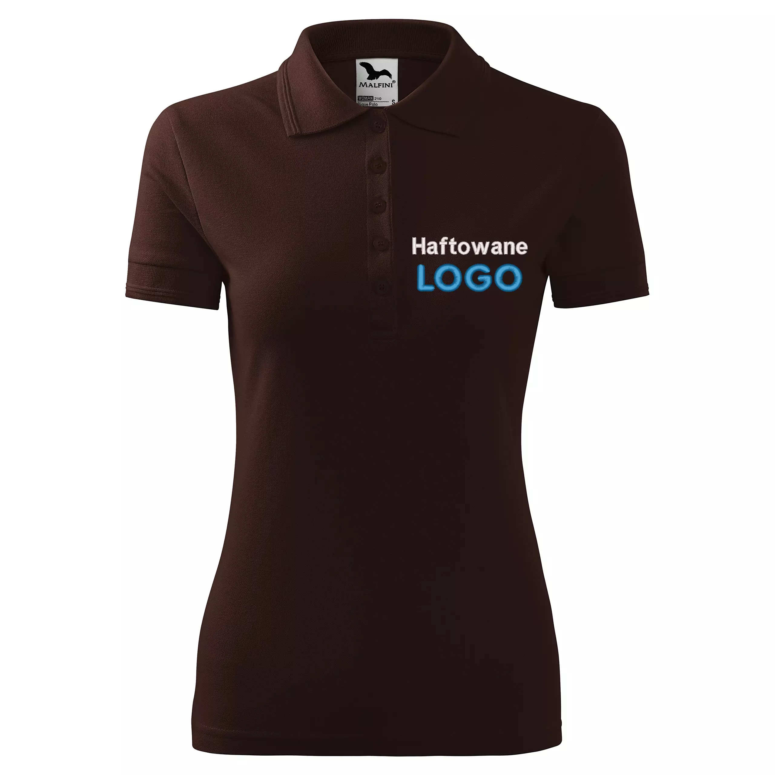 Koszulka polo KAWOWA z logo na sercu damska z haftem logo firmy 200g 210 kolor 27 koszulka polo