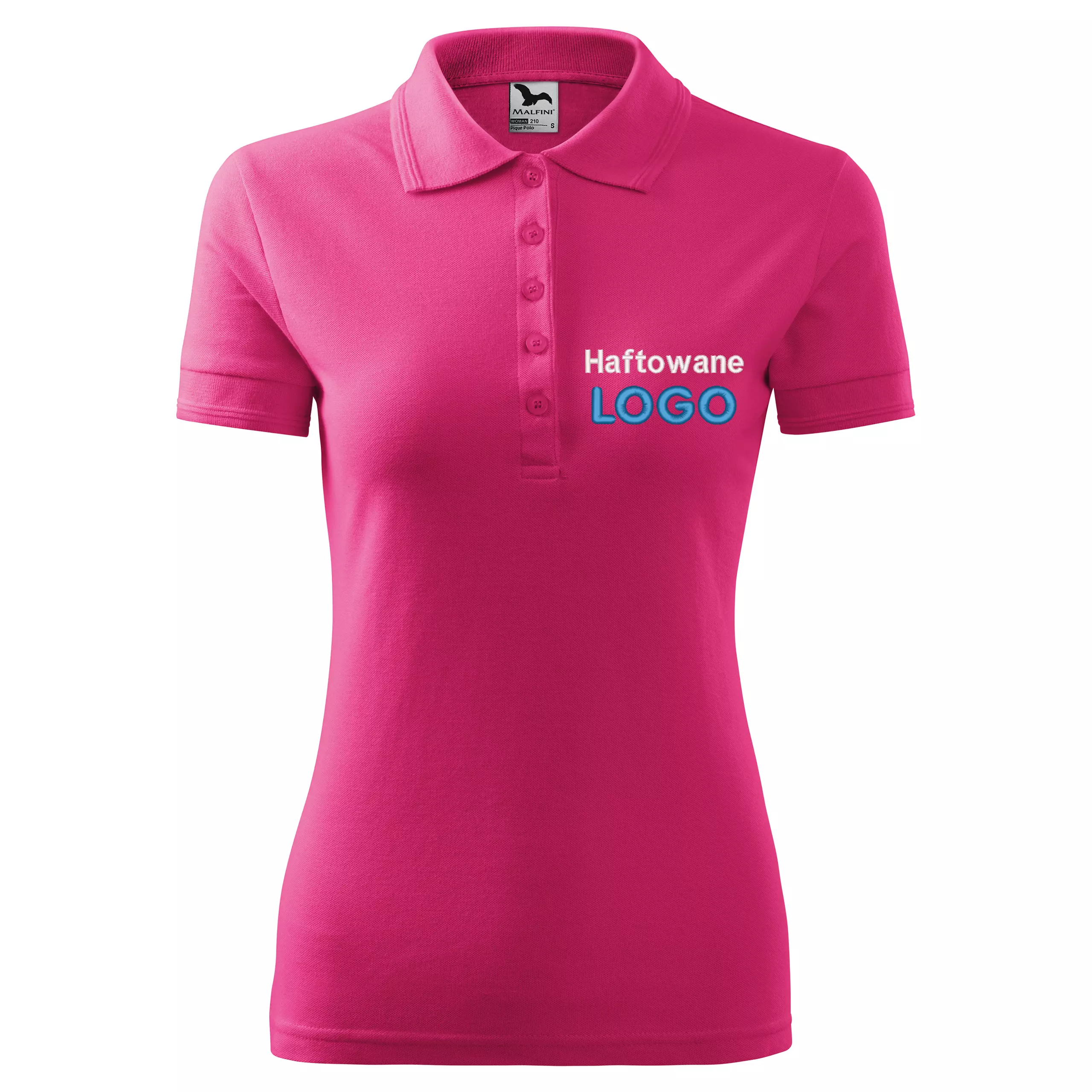 Koszulka polo CZERWIEŃ PURPUROWA z logo na sercu damska z haftem logo firmy 200g 210 kolor 40 koszulka polo