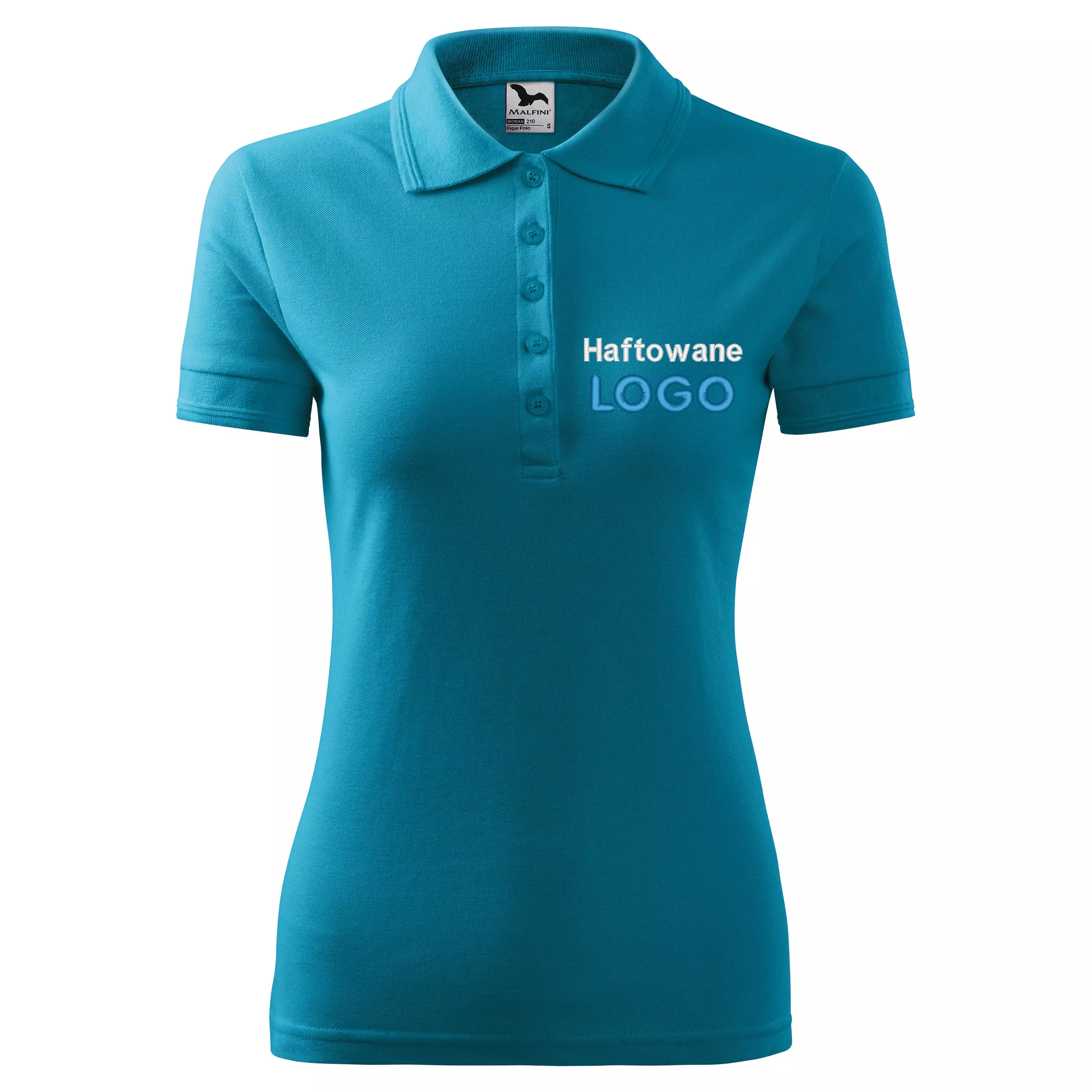 Koszulka polo CIEMNA TURKUSOWA z logo na sercu damska z haftem logo firmy 200g 210 kolor 59 koszulka polo