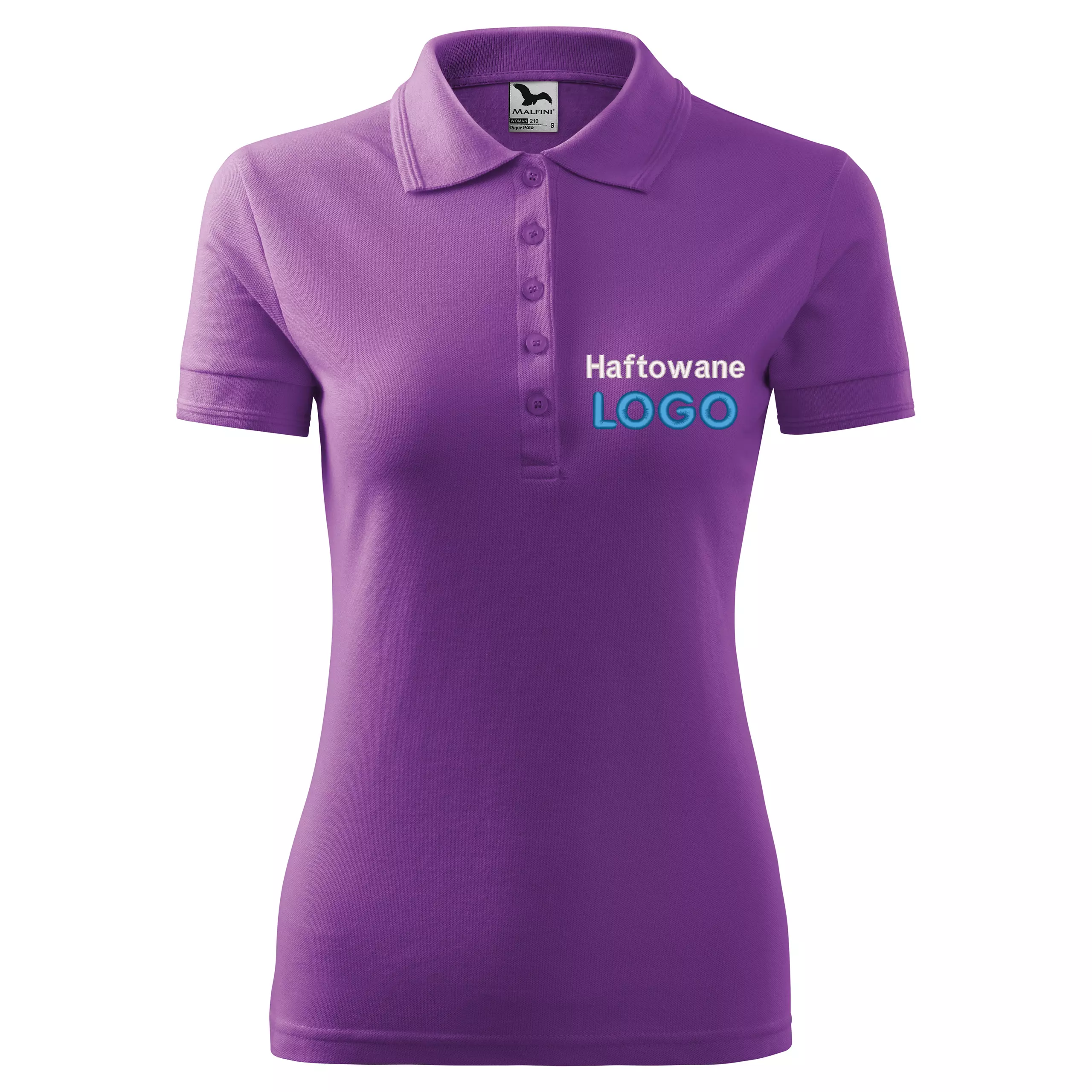 Koszulka polo FIOLETOWA z logo na sercu damska z haftem logo firmy 200g 210 kolor 64 koszulka polo