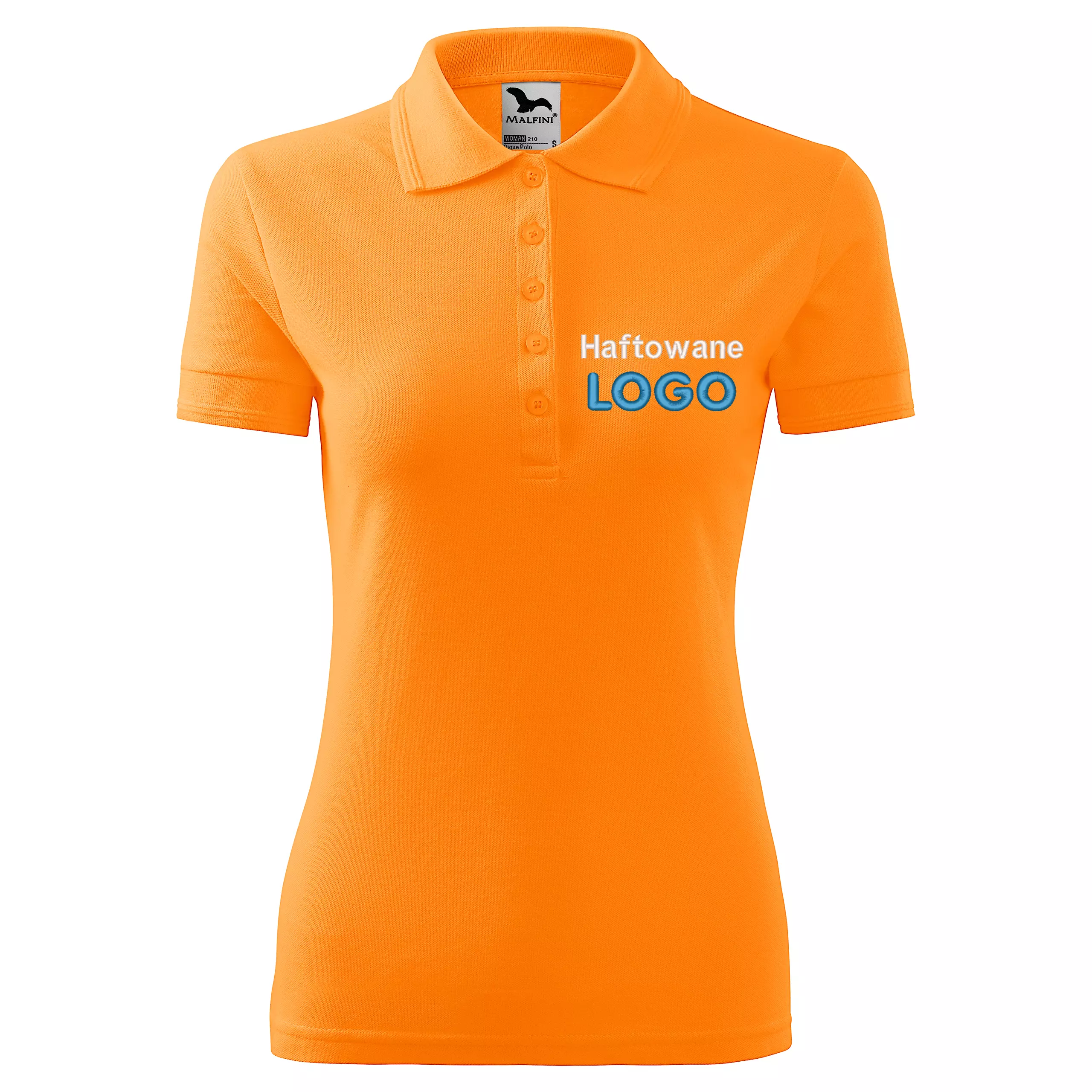 Koszulka polo MANDARYNKOWA z logo na sercu damska z haftem logo firmy 200g 210 kolor A2 koszulka polo