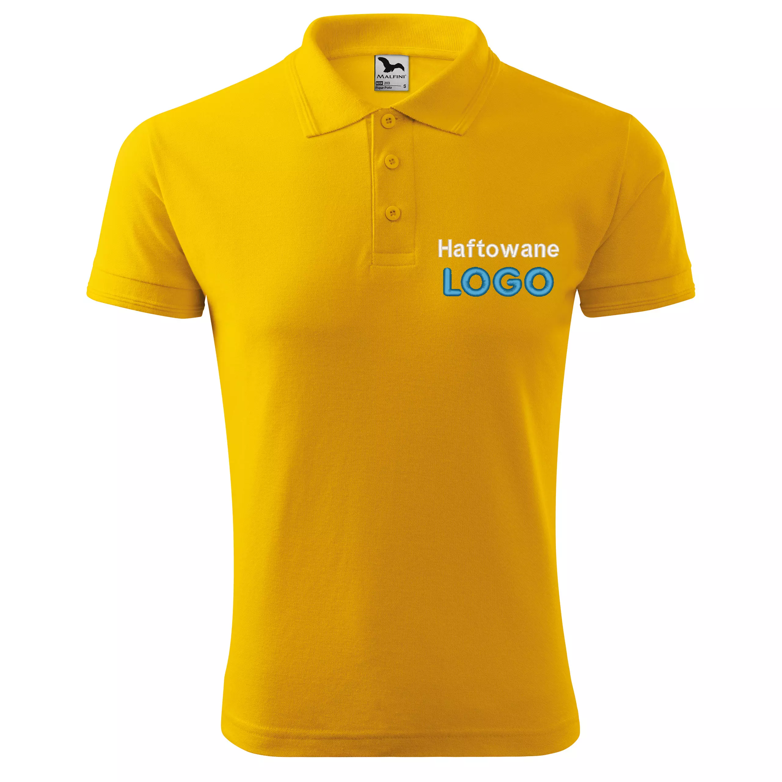 Koszulka polo ŻÓŁTA z logo na sercu męska z HAFTEM logo firmy 200g 203 kolor 04 koszulka polo