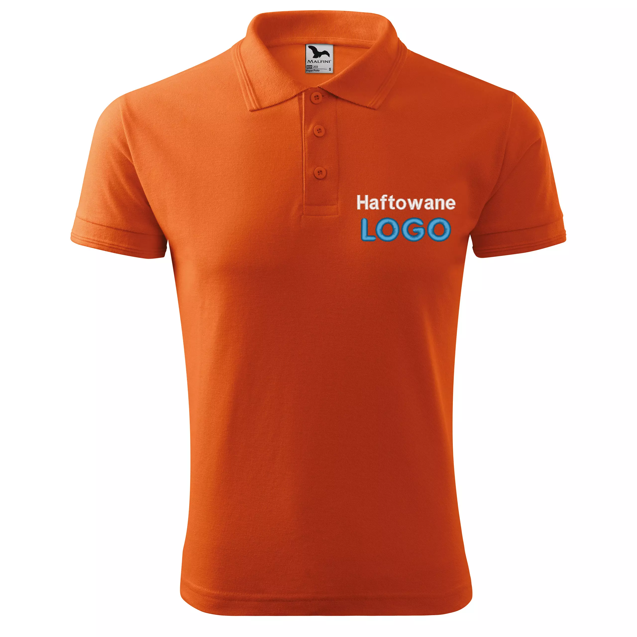 Koszulka polo POMARAŃCZOWA z logo na sercu męska z HAFTEM logo firmy 200g 203 kolor 11 koszulka polo