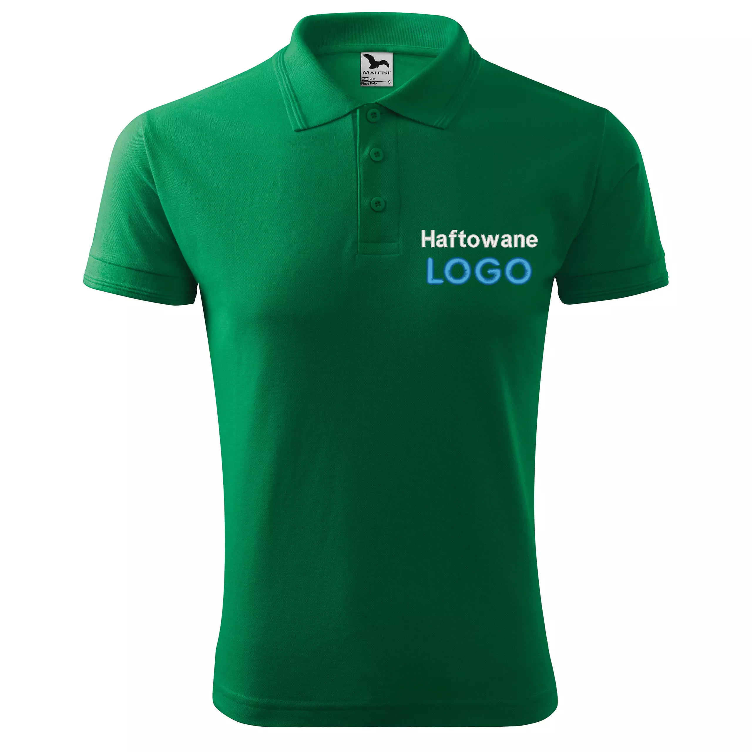 Koszulka polo ZIELEŃ TRAWY z logo na sercu męska z HAFTEM logo firmy 200g 203 kolor 16 koszulka polo