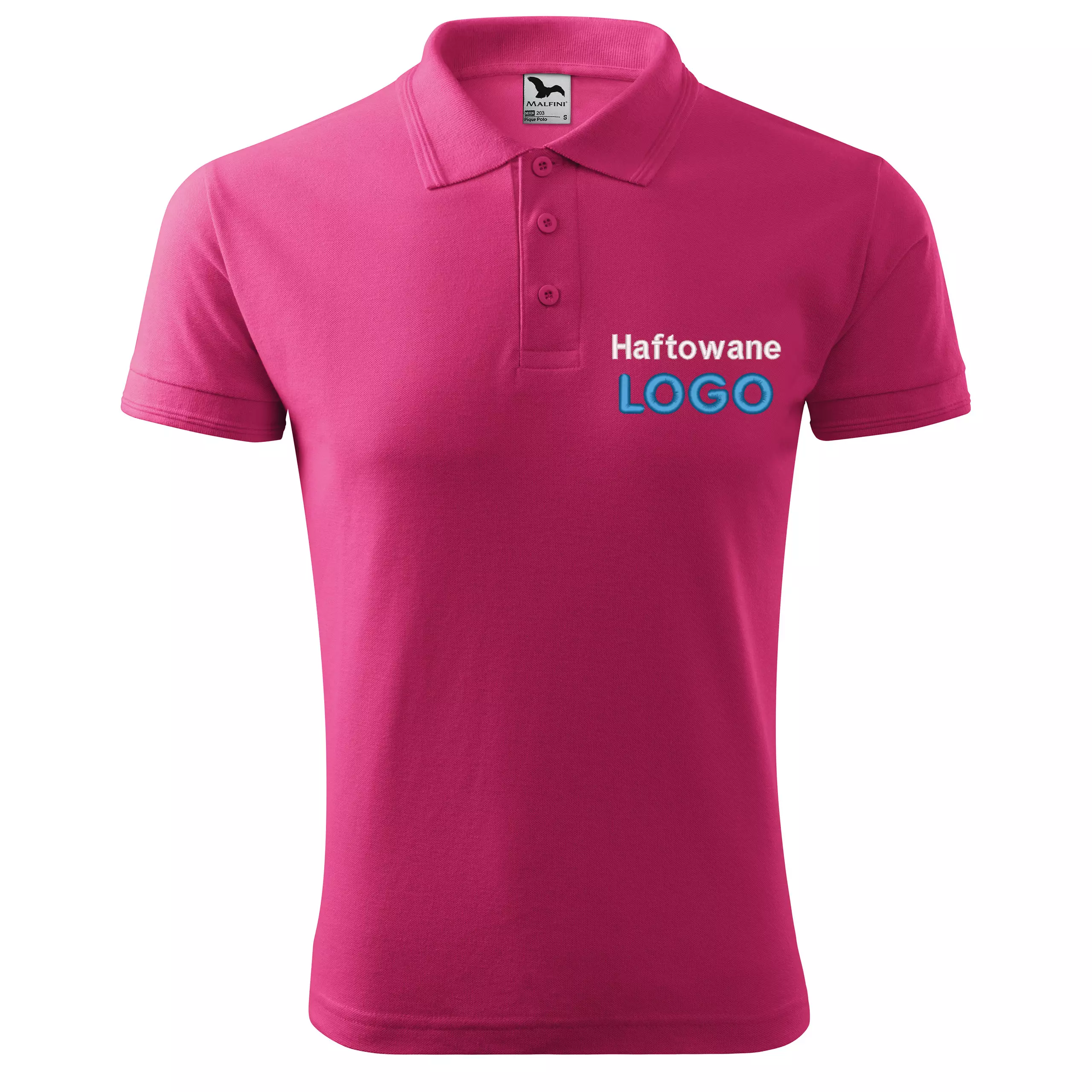 Koszulka polo CZERWIEŃ PURPUROWA z logo na sercu męska z HAFTEM logo firmy 200g 203 kolor 40 koszulka polo