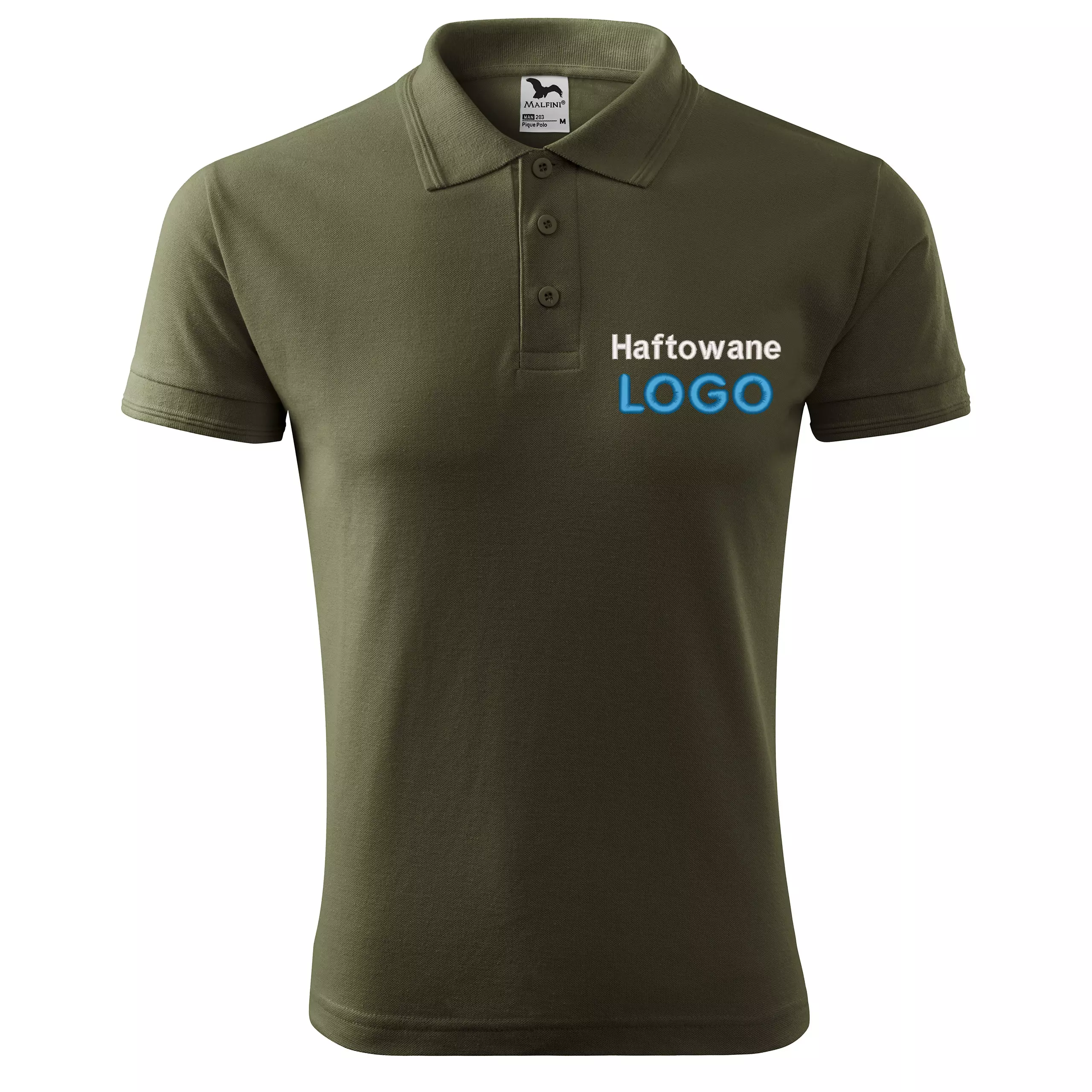 Koszulka polo MILITARY z logo na sercu męska z HAFTEM logo firmy 200g 203 kolor 69 koszulka polo
