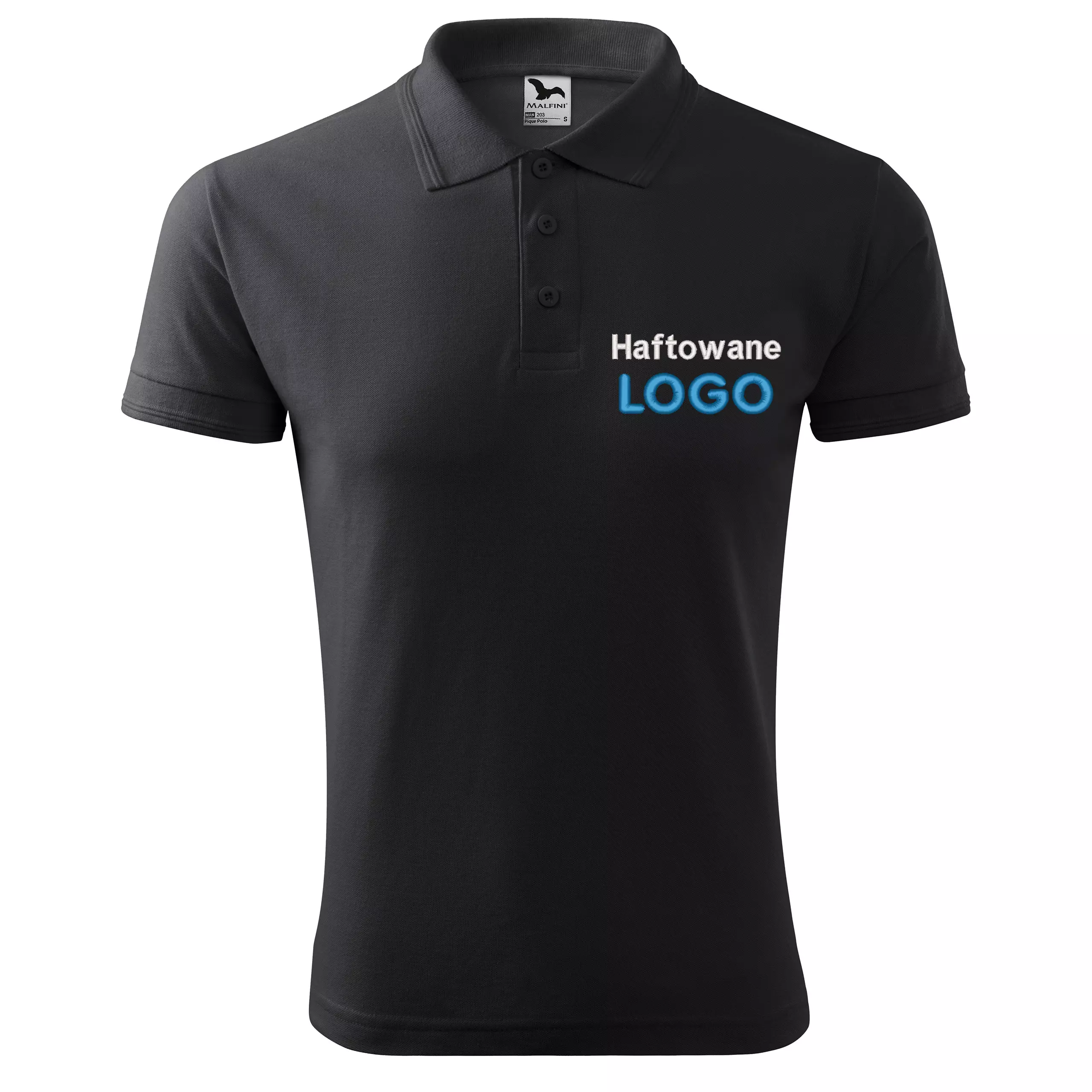 Koszulka polo EBONY GREY z logo na sercu męska z HAFTEM logo firmy 200g 203 kolor 94 koszulka polo
