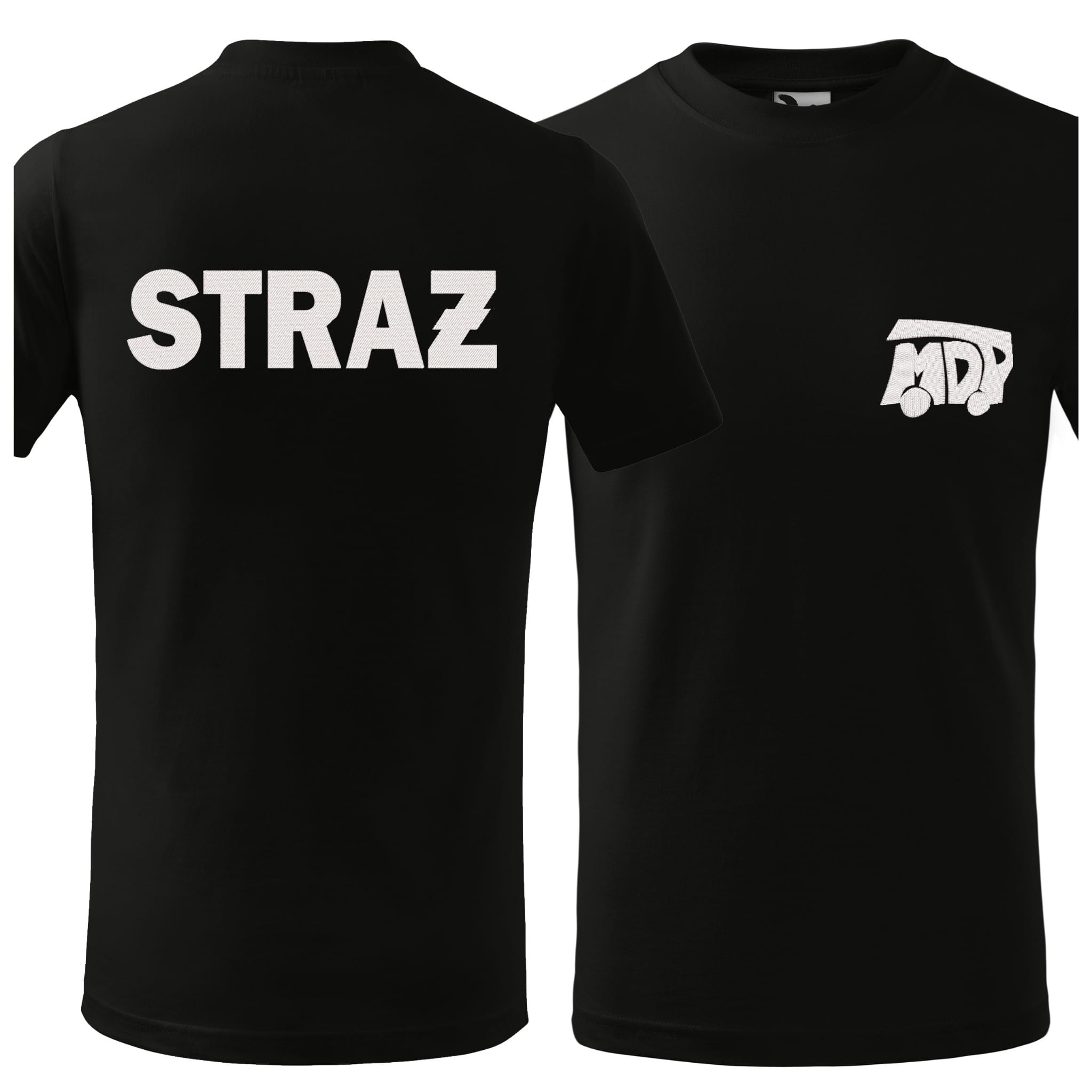 Koszulka dziecięca z krótkim rękawem z logo na sercu i plecach unisex z HAFTEM logo OSP 160g Basic138 koszulka krótki rękaw kolor czarny 