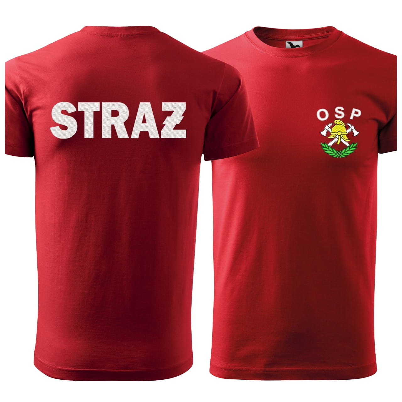 Koszulka z krótkim rękawem z HAFTEM logo na sercu i plecach męska kolor czerwony 