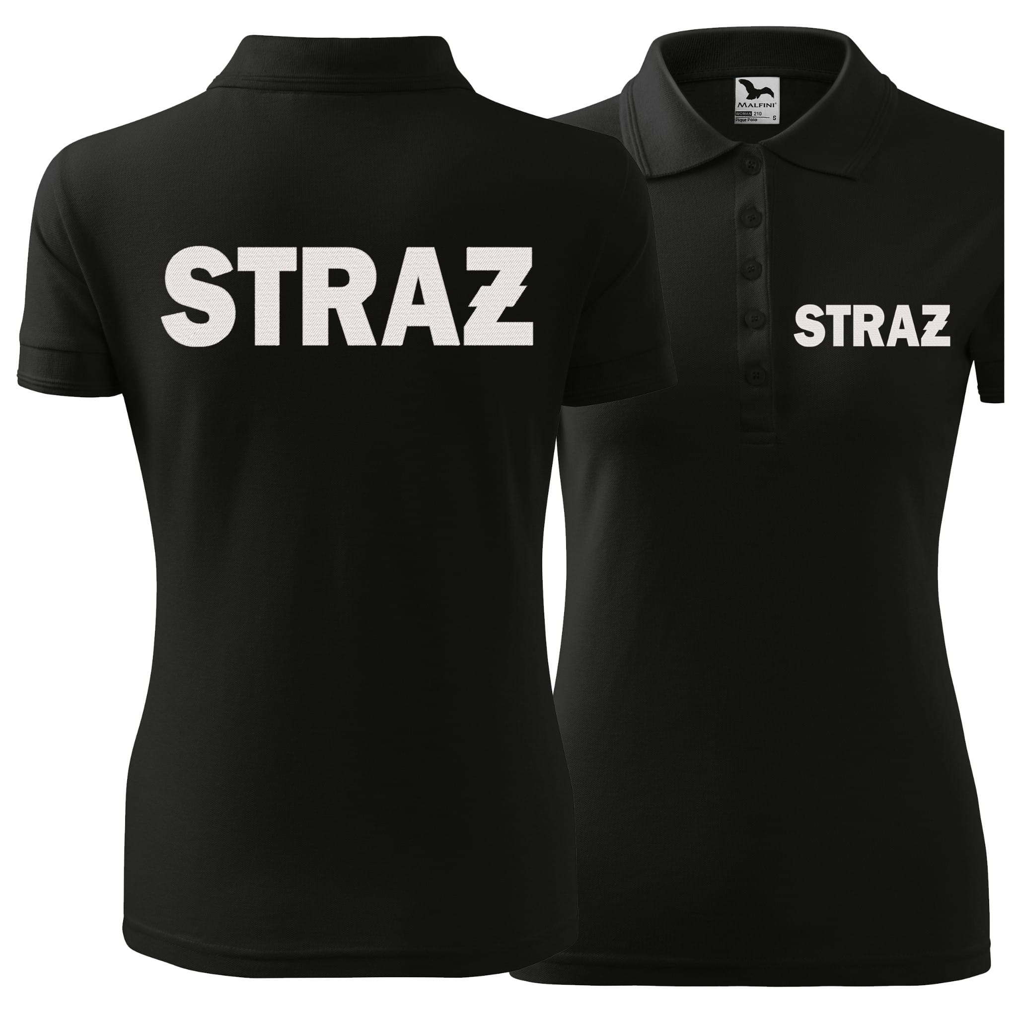 Koszulka polo z krótkim rękawem z logo na sercu i plecach damska z HAFTEM logo OSP 200g Pique Polo210 koszulka polo krótki rękaw kolor czarny