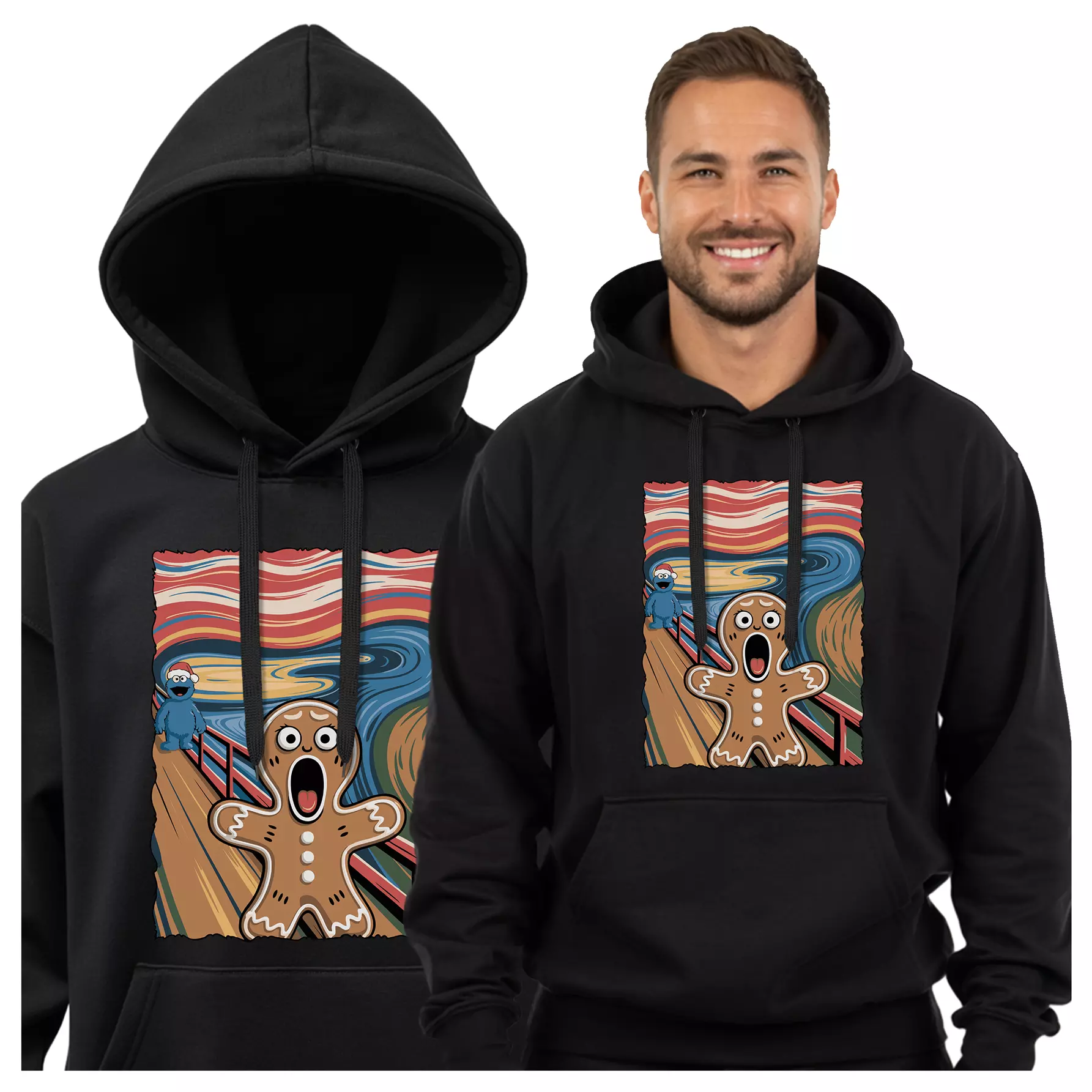 BLUZA Z KAPTUREM ŚWIĄTECZNA ŚMIESZNA ZABAWNA męska na Mikołajki KRZYCZĄCY PIERNIK